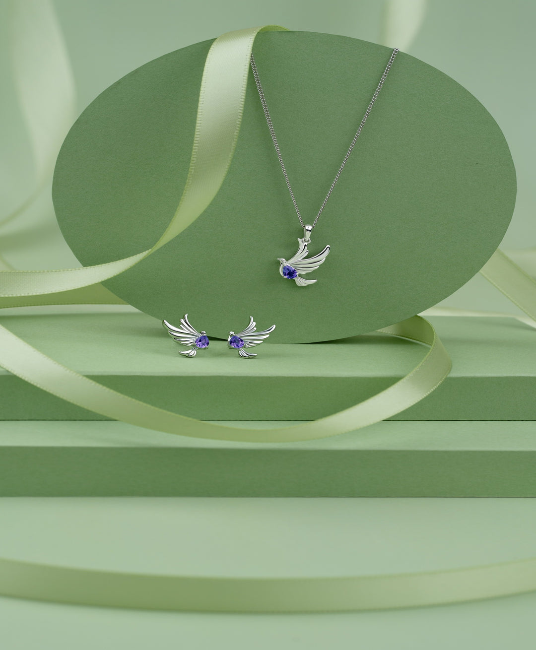 ECFEW™ Creator Amethyst Dove Stud Earrings in Sterling Silver