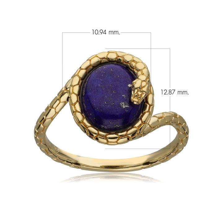 ECFEW™ Lapis Lazuli Winding Snake Ring In Gold Plated Sterling Silver