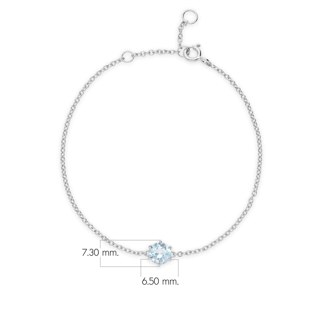 Classic Round Blue Topaz 6 Claw Set Single Stone Bracelet in 925 Sterling Silver