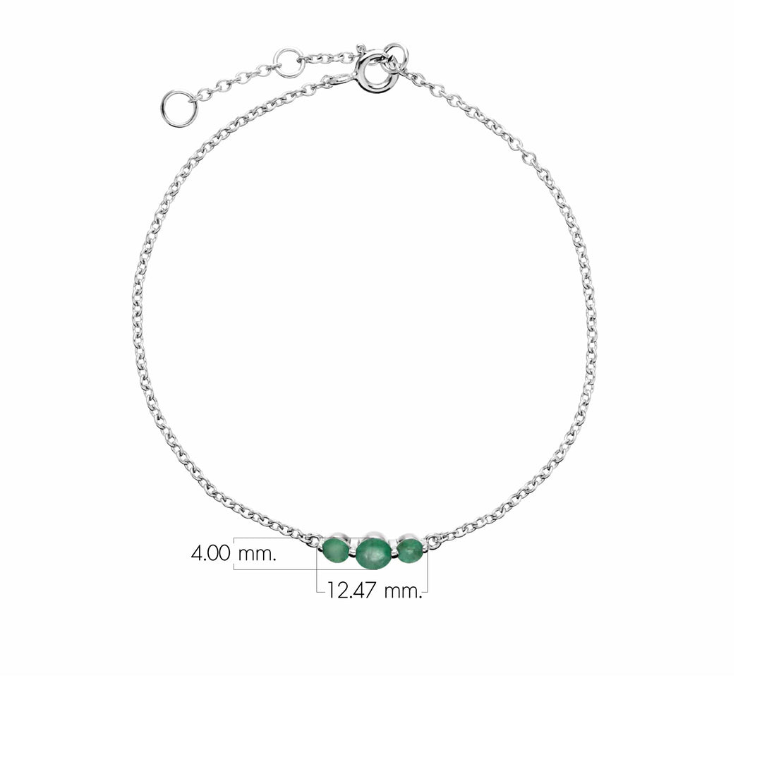 Classic Round Emerald Three Stone Gradient Bracelet in 925 Sterling Silver