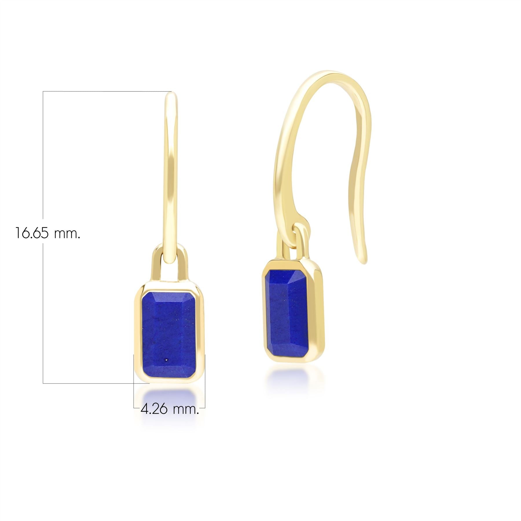 Classic Baguette Lapis Lazuli Drop Earrings in 9ct Yellow Gold