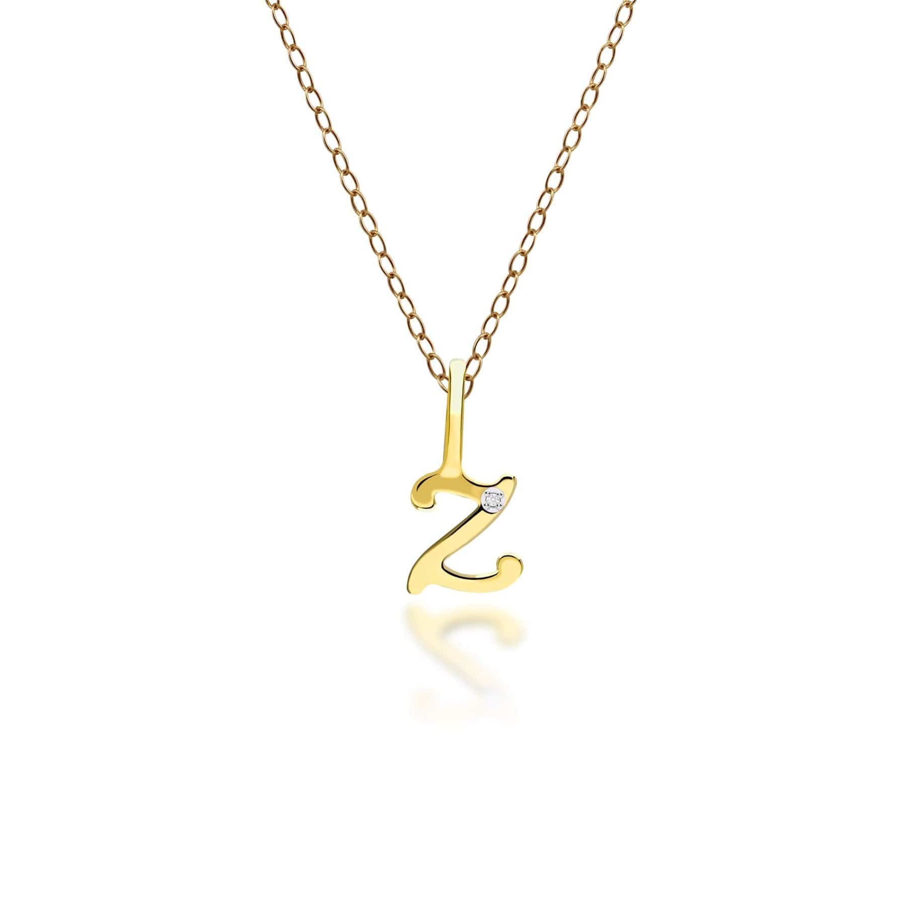 191P0796019 Alphabet Letter Z Diamond pendant in 9ct Yellow Gold Front