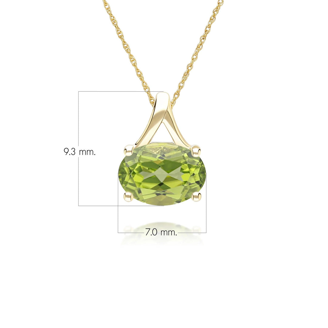 Classic Oval Peridot Pendant Necklace in 9ct Yellow Gold 7x5mm