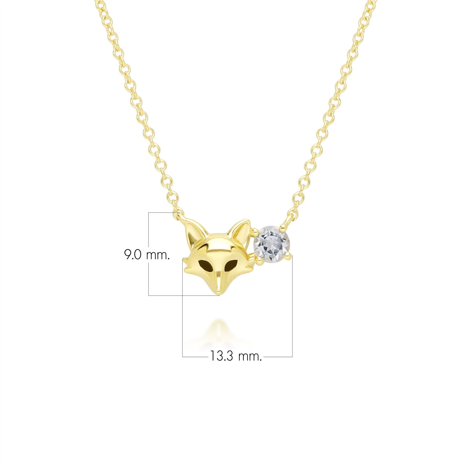 Gardenia Topaz Fox Necklace In 9ct Yellow Gold