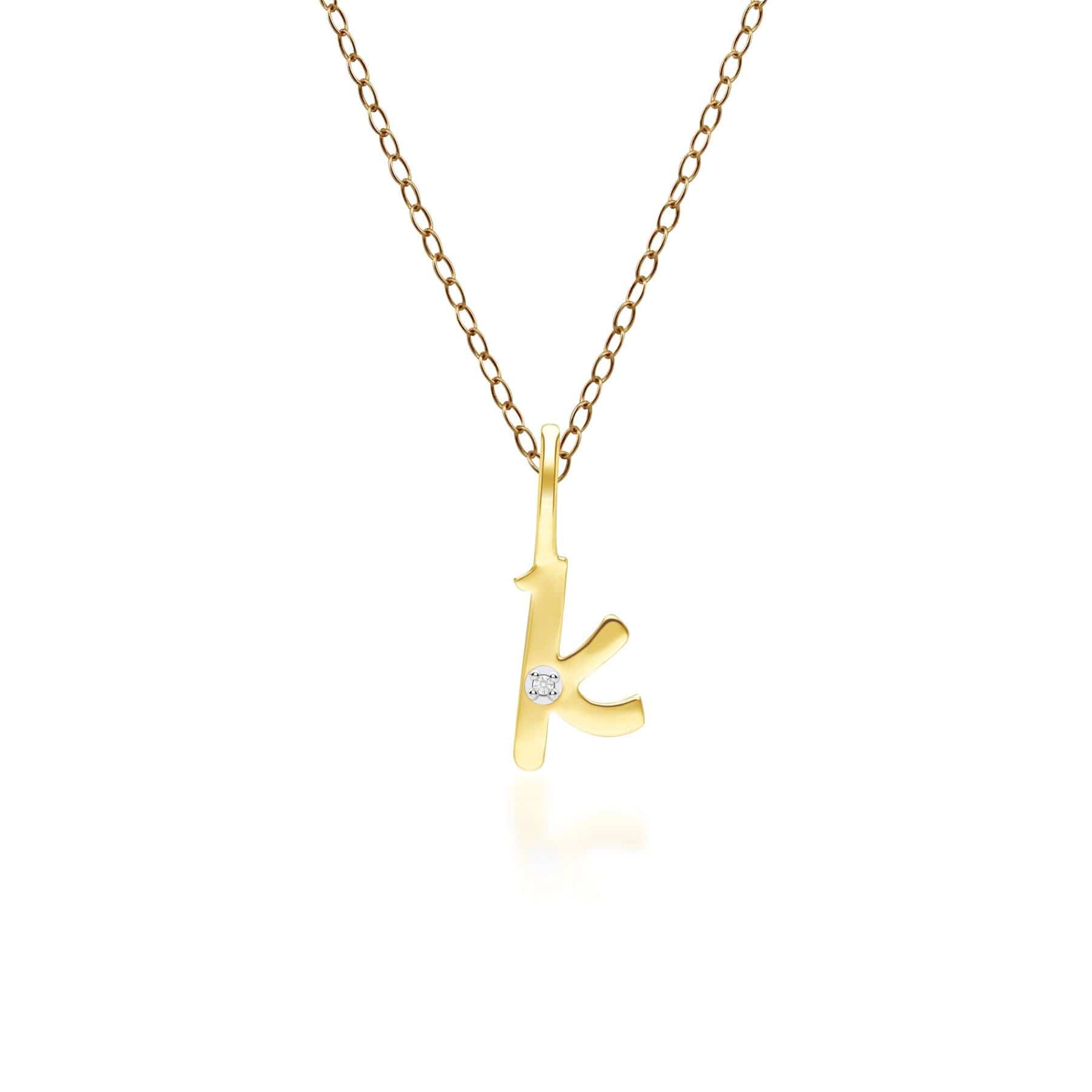 Alphabet Letter K Diamond pendant in 9ct Yellow Gold