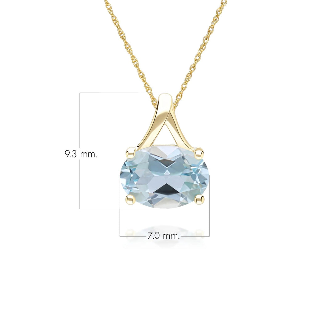 Classic Oval Sky Blue Topaz Pendant Necklace in 9ct Yellow Gold 7x5mm