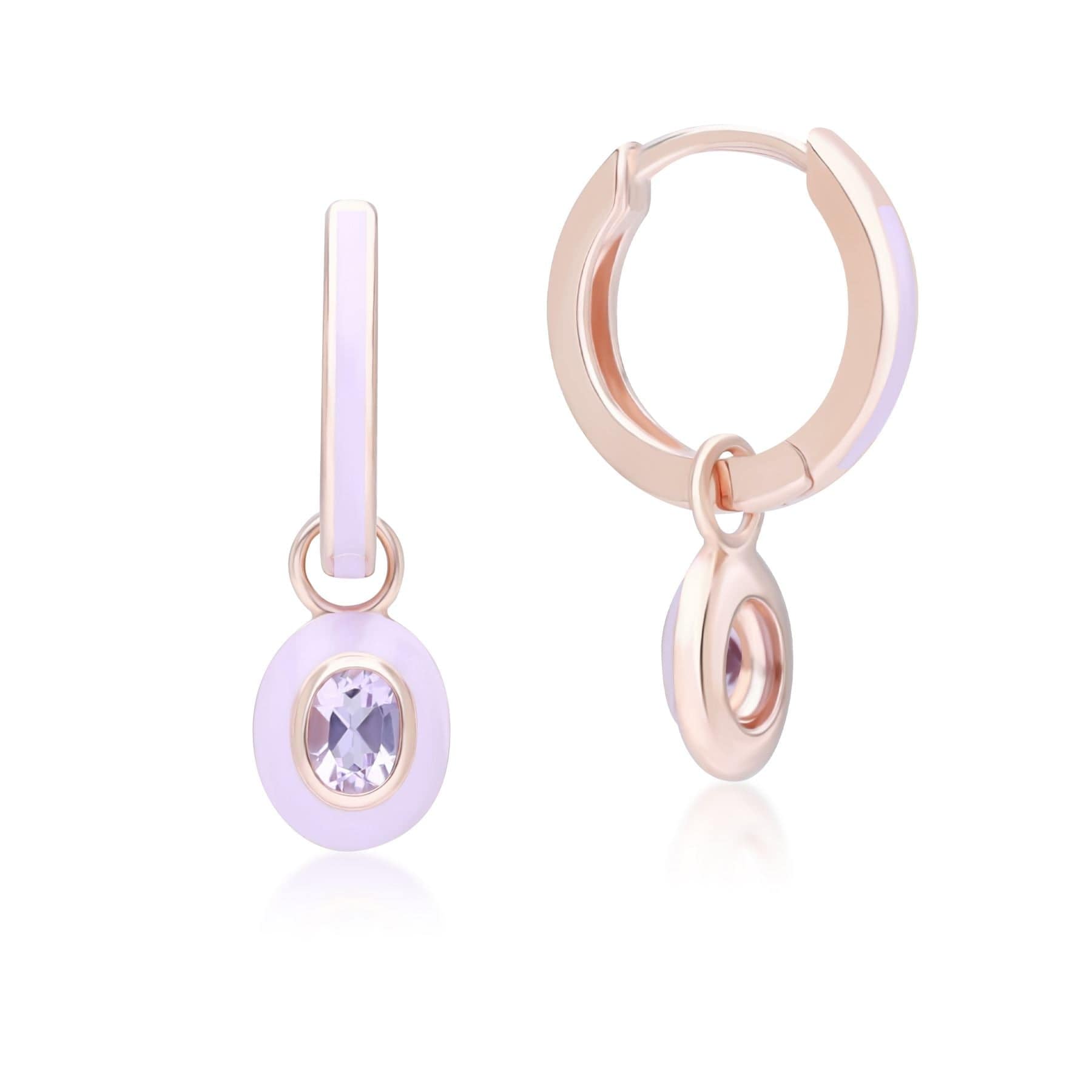 253E419001925 Siberian Waltz Violet Enamel & Pink Amethyst Hoop Earrings In 18ct Rose Gold Plated Sterling Silver Side