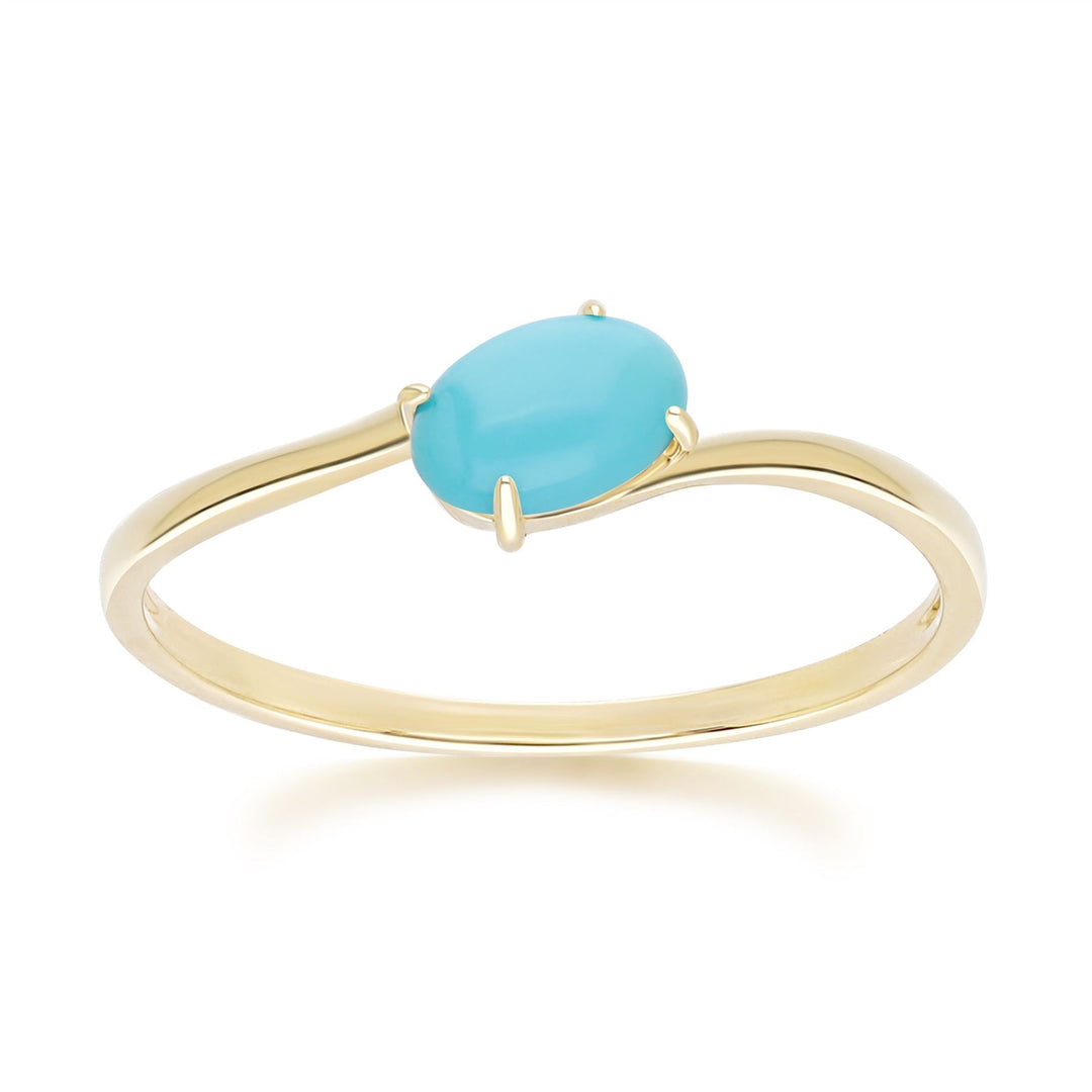 Classic Oval Turquoise Ring in 9ct Yellow Gold 6x4mm