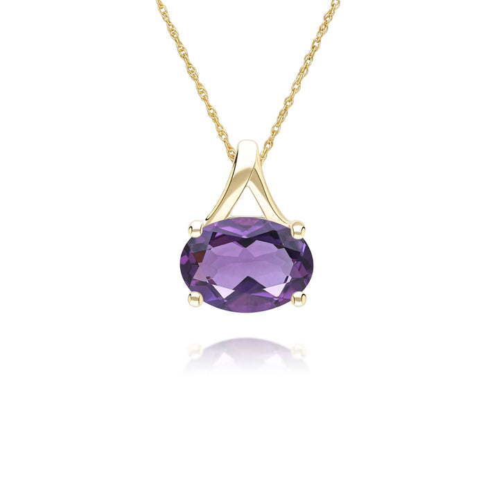 Classic Oval Amethyst Pendant Necklace in 9ct Yellow Gold 7x5mm
