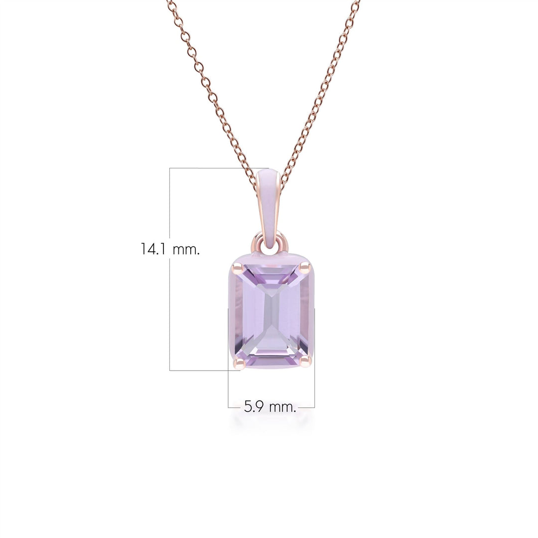 Siberian Waltz Violet Enamel & Octagon Amethyst Pendant Necklace In Rose Gold Vermeil