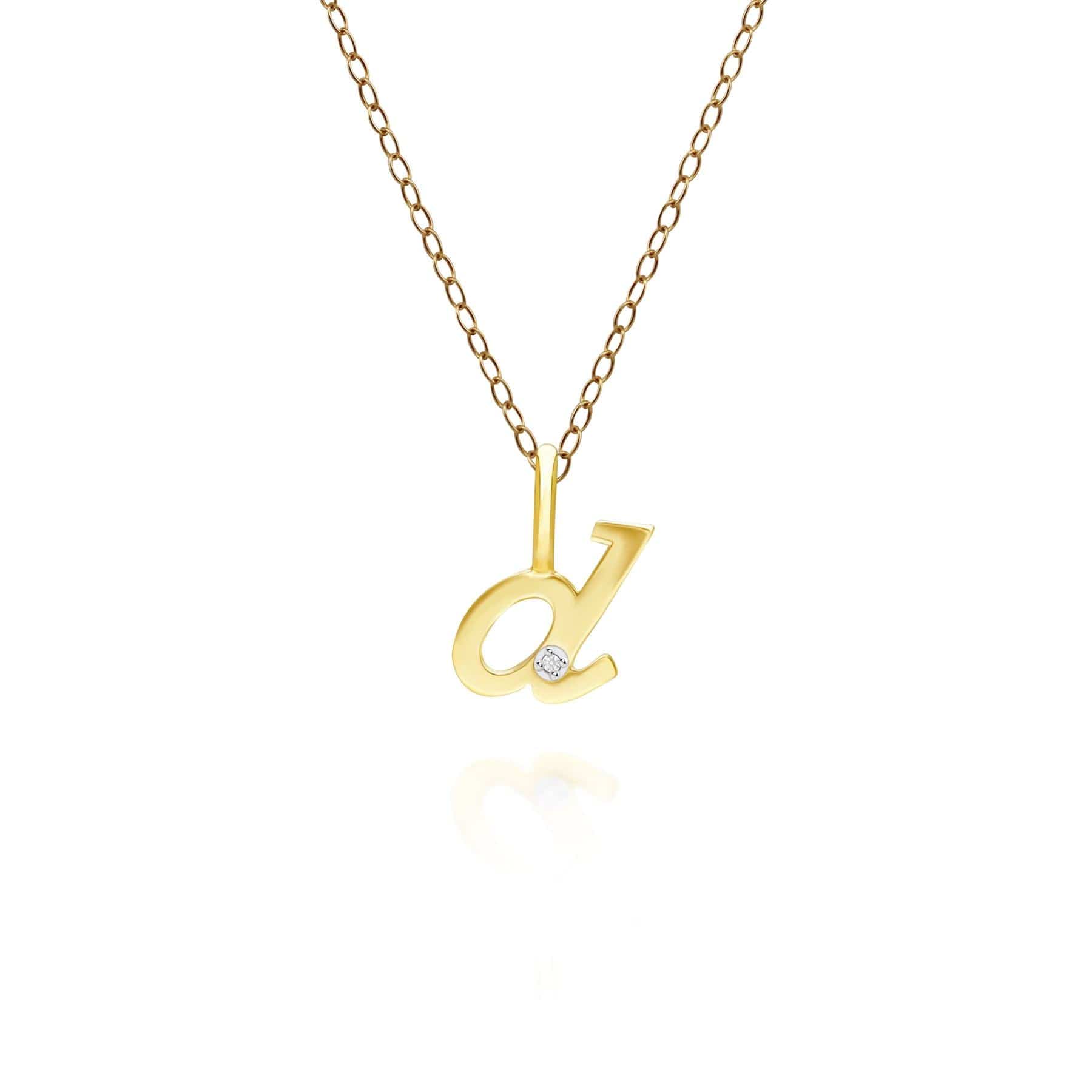 191P0775019 Alphabet Letter D Diamond pendant in 9ct Yellow Gold Front