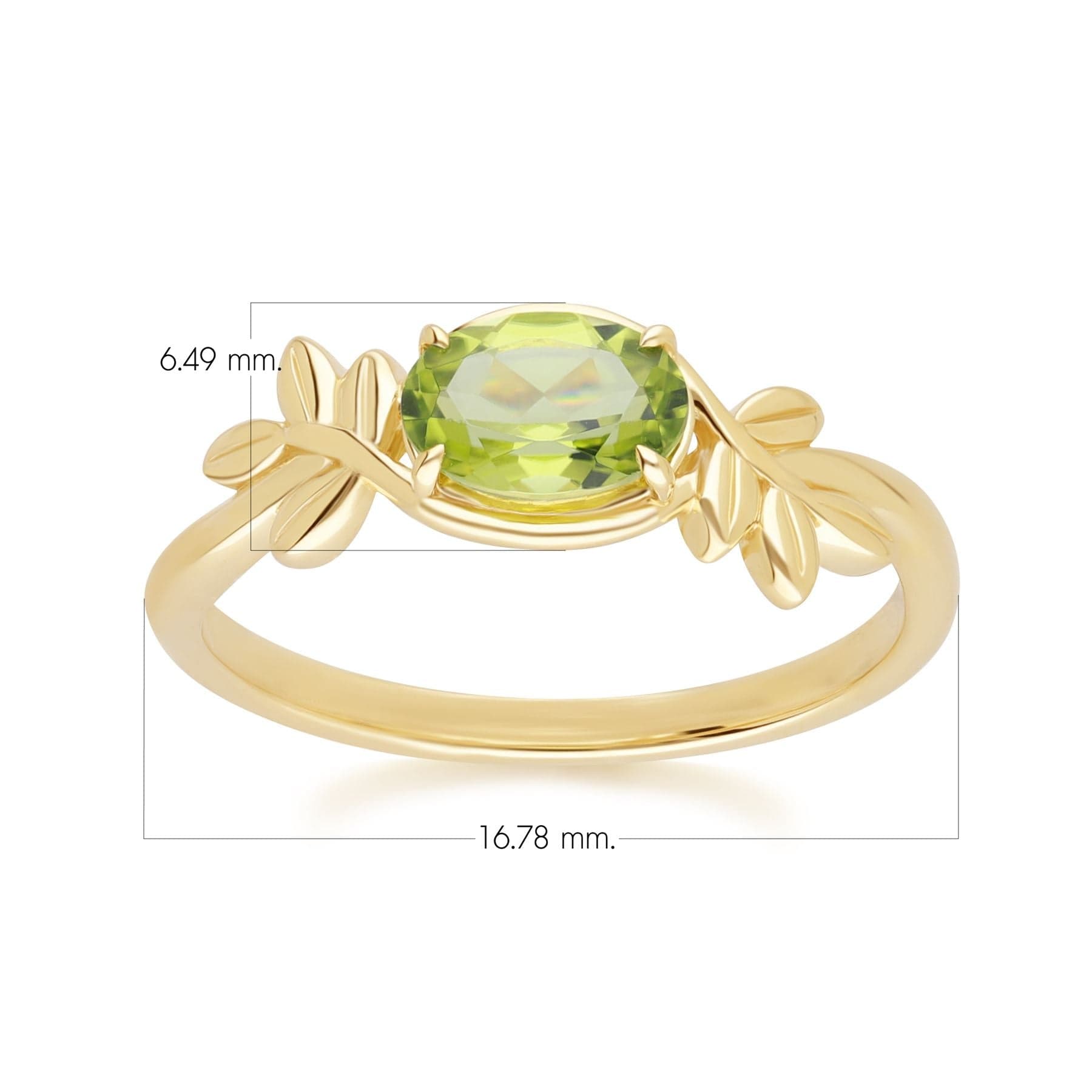 135R2092019 O Leaf Peridot Ring In 9ct Yellow Gold Dimensions