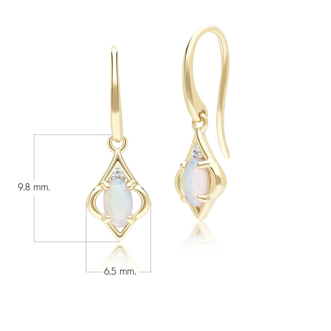 Classic Oval Opal & Diamond Stud Earrings in 9ct Yellow Gold