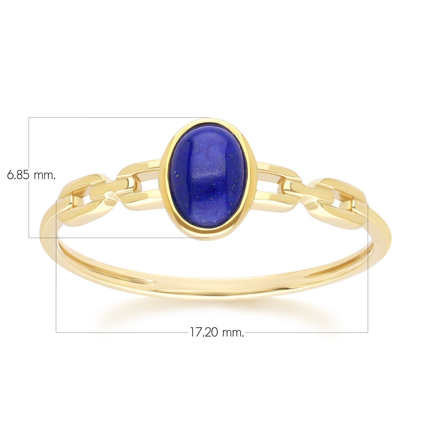 Classic Oval Lapis Lazuli Chain Ring in 9ct Yellow Gold