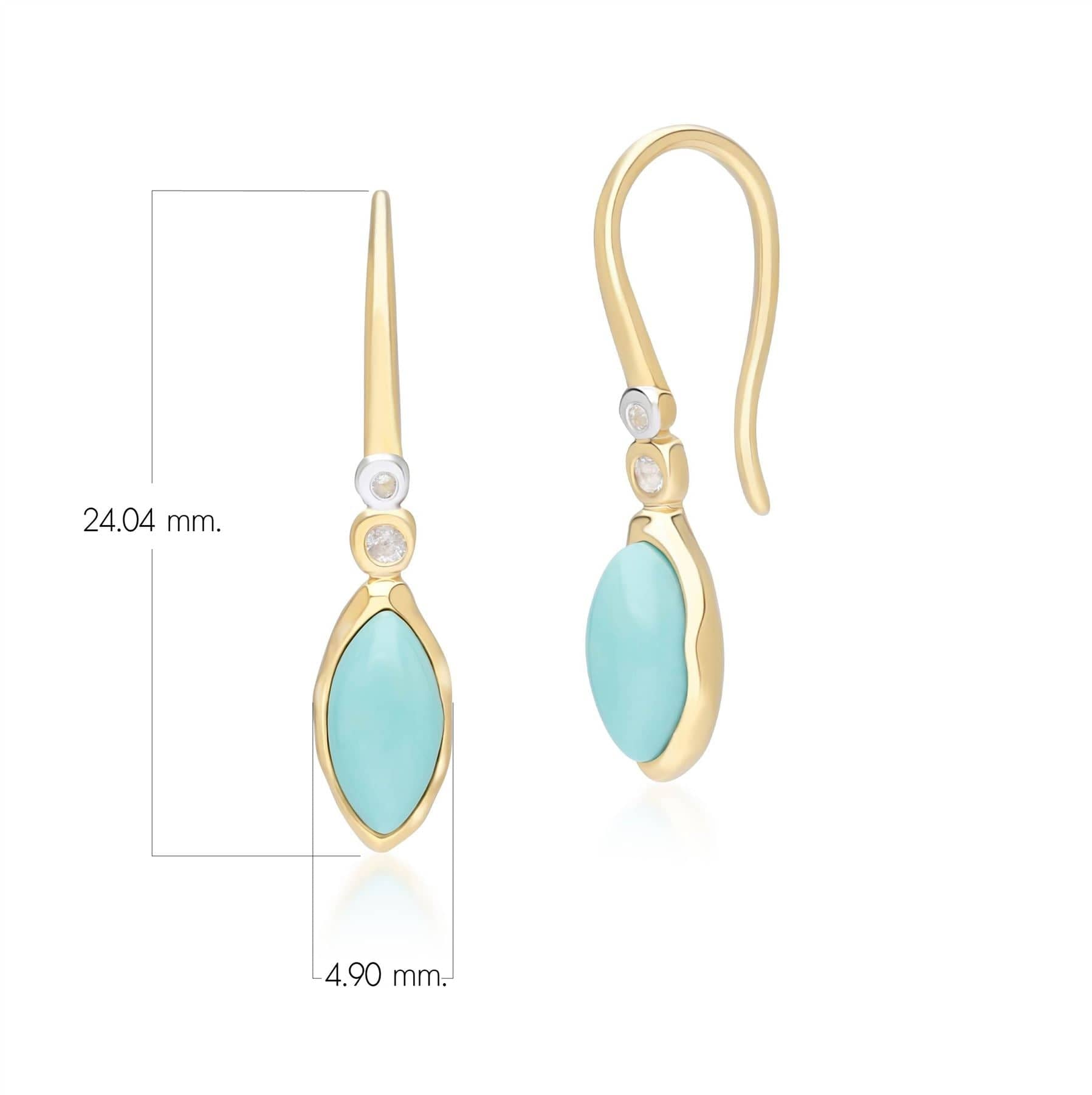 Irregular Marquise Turquoise & Topaz  Drop Earrings In 18ct Gold Plated SterlIng Silver