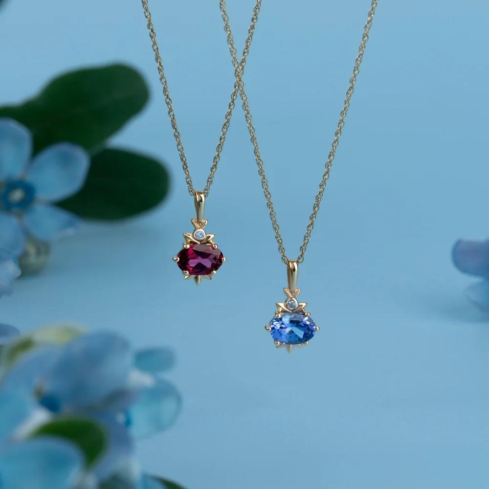 Classic Oval Tanzanite & Diamond Pendant Necklace in 9ct Yellow Gold