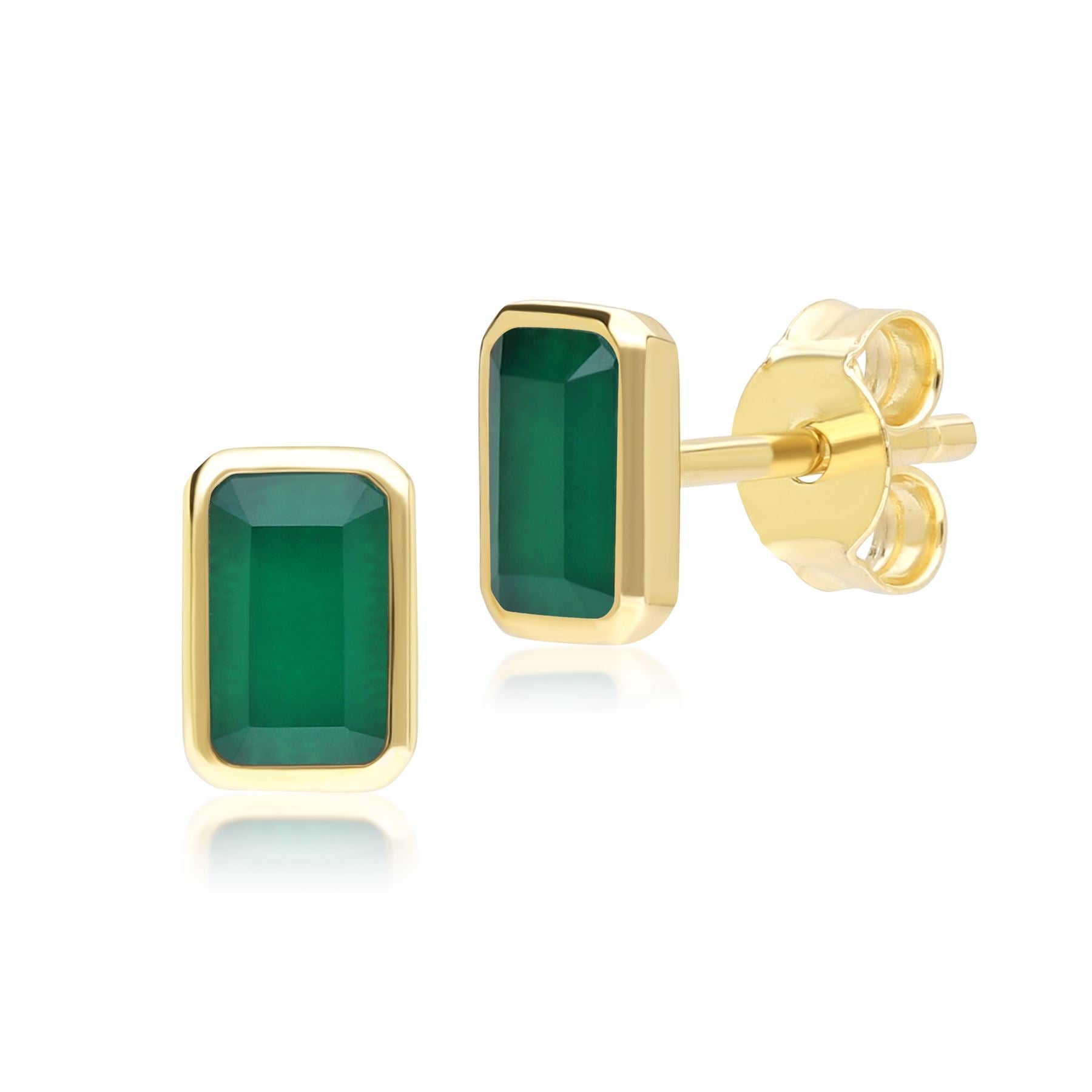 Classic Baguette Chalcedony Stud Earrings in 9ct Yellow Gold