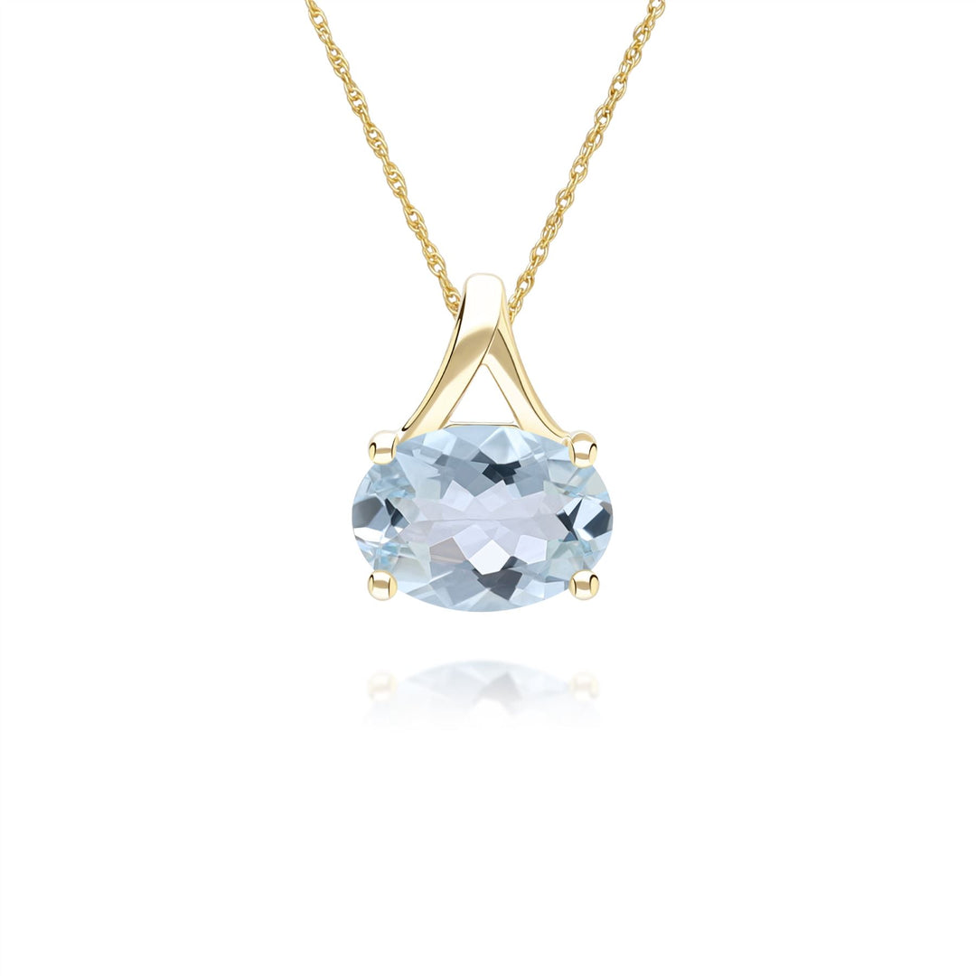 Classic Oval Aquamarine Pendant Necklace in 9ct Yellow Gold 7x5mm