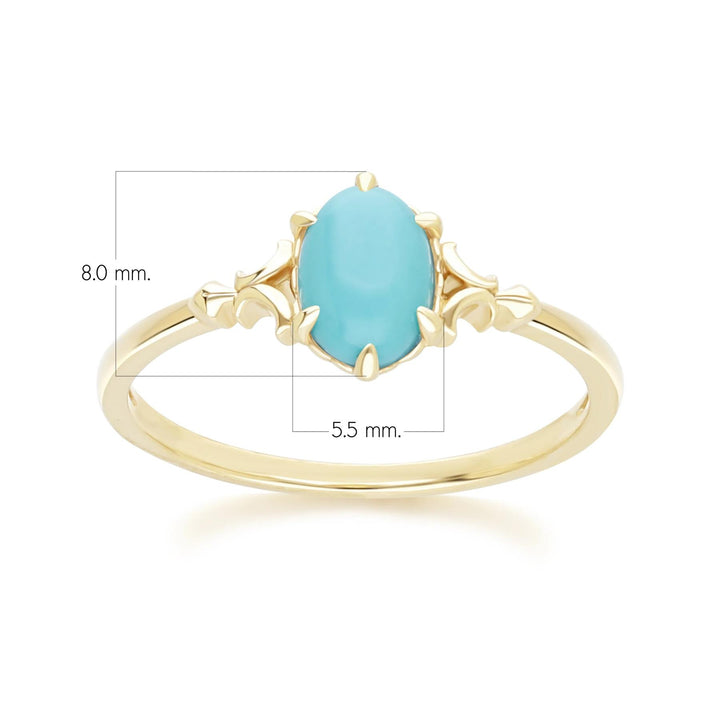 Classic Oval Turquoise Ring in 9ct Yellow Gold 7x5mm
