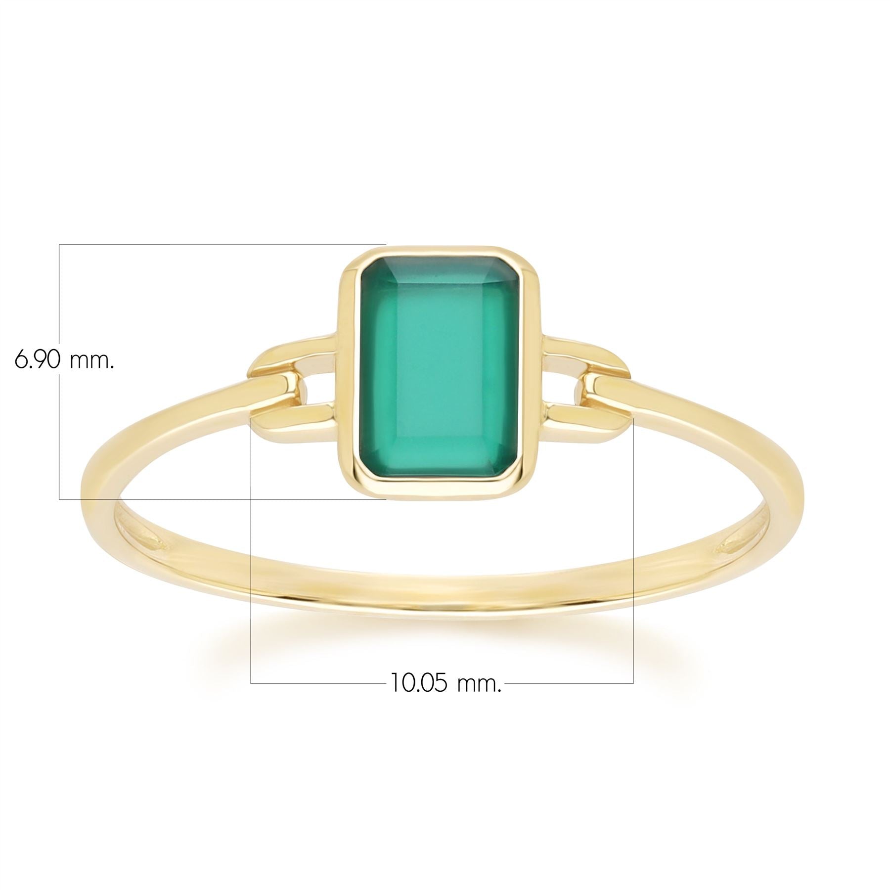 Classic Baguette Chalcedony Ring in 9ct Yellow Gold