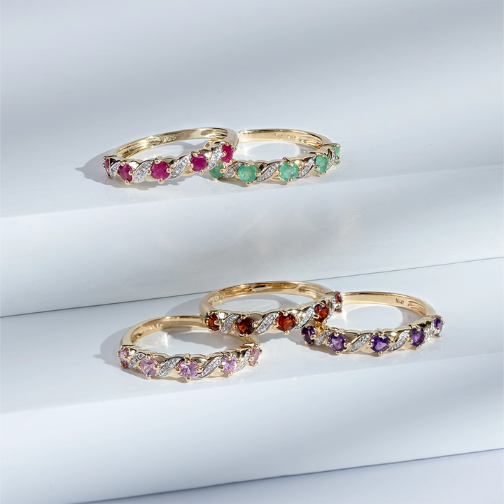 classic-round-garnet-diamond-half-eternity-ring-in-9ct-yellow-gold-135r0189129 on model