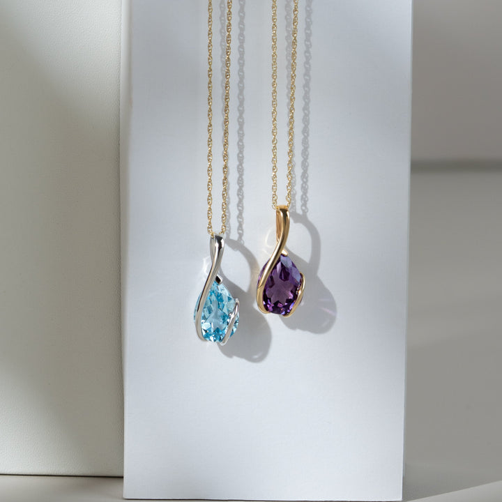 Classic Pear Amethyst Pendant in 9ct Yellow Gold