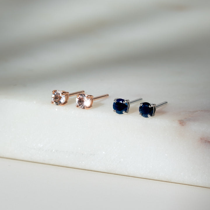 Classic Round Morganite Claw Set Stud Earrings in 9ct Rose Gold