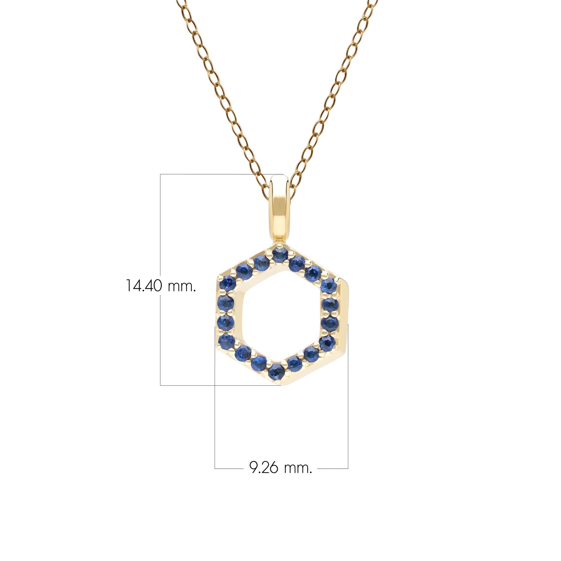 Geometric Hex Emerald Pendant Necklace in 9ct Yellow Gold Dimensions 