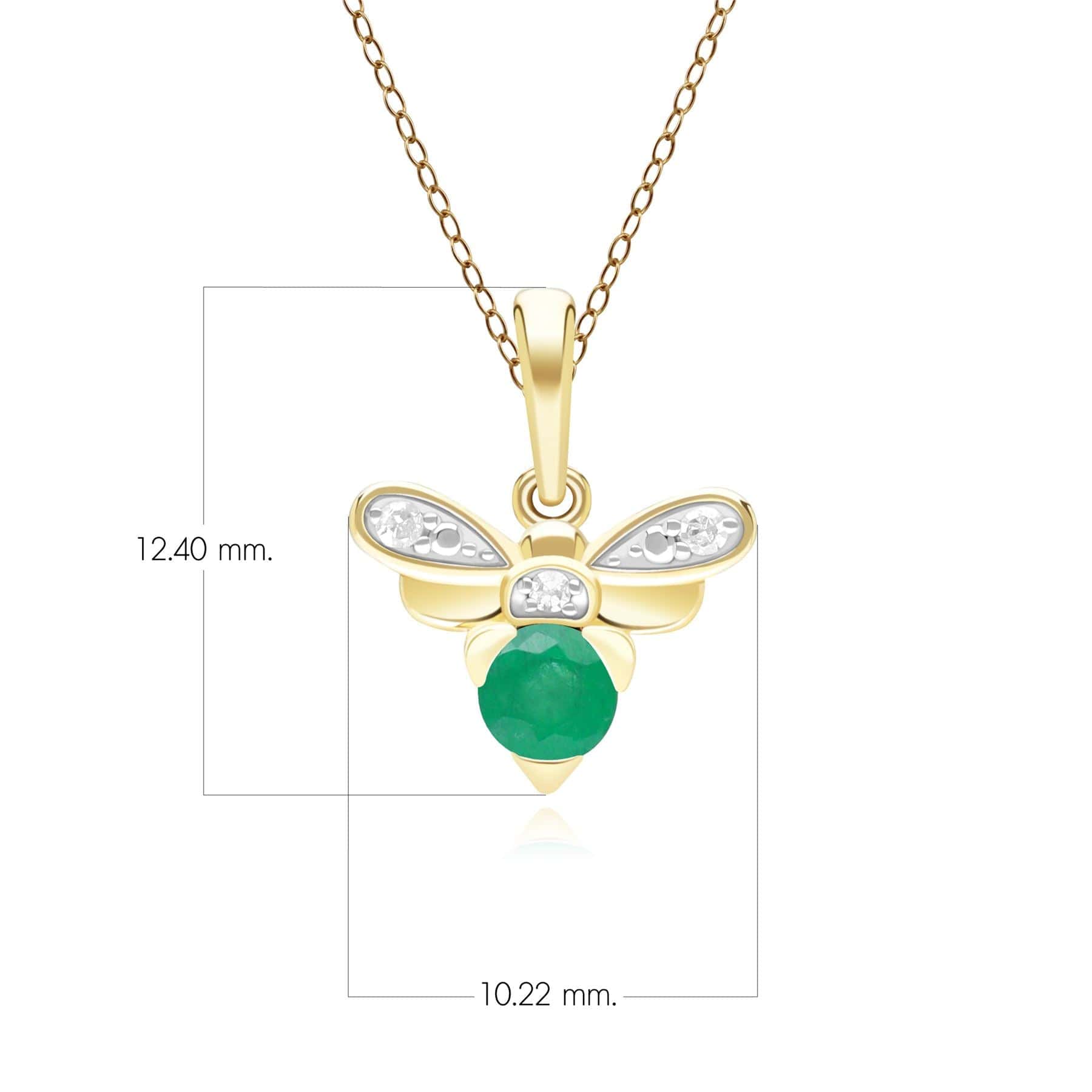 Honeycomb Inspired Emerald and Diamond Bee Pendant Necklace in 9ct Yellow GoldDimensions  135P2123029