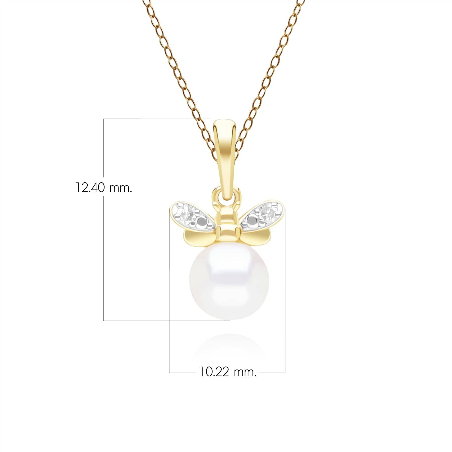 Honeycomb Inspired Pearl and Diamond Bee Pendant Necklace in 9ct Yellow GoldDimensions  135P2125019