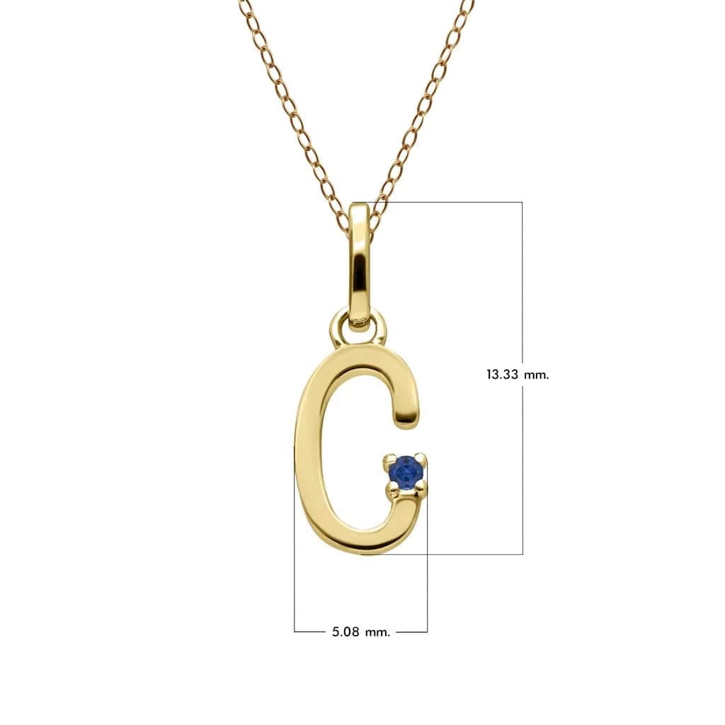 Initial Blue Sapphire Letter Necklace In 9ct Yellow Gold