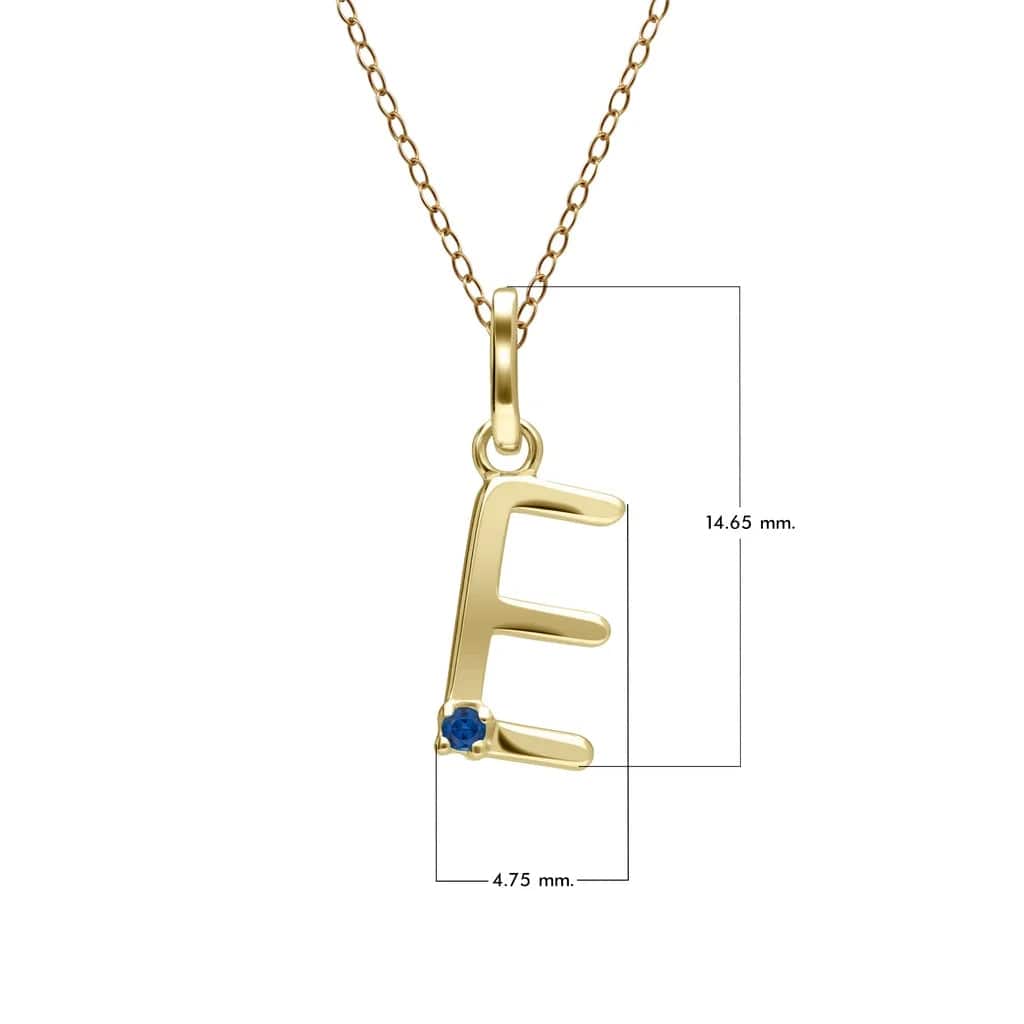 Initial Blue Sapphire Letter Necklace In 9ct Yellow Gold