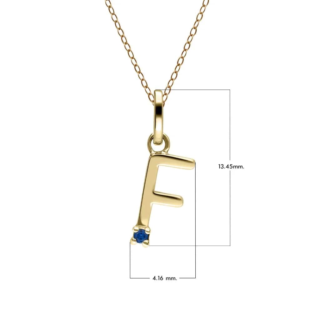 Initial Blue Sapphire Letter Necklace In 9ct Yellow Gold