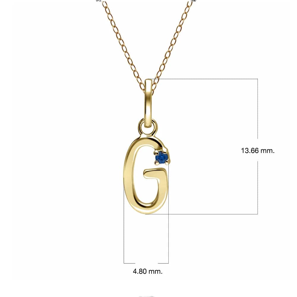 Initial Blue Sapphire Letter Necklace In 9ct Yellow Gold