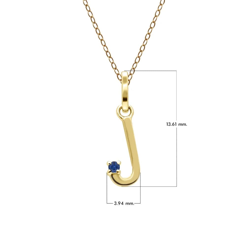 Initial Blue Sapphire Letter Necklace In 9ct Yellow Gold