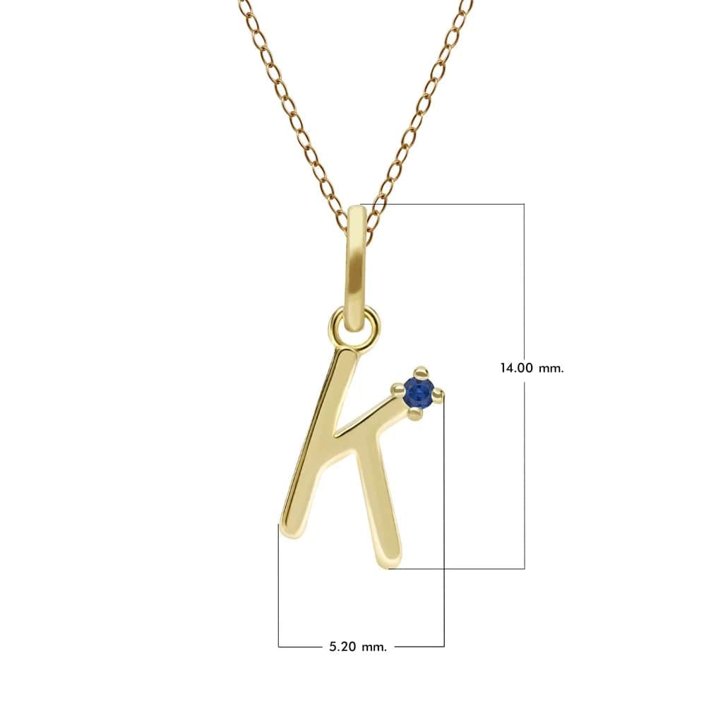 Initial Blue Sapphire Letter Necklace In 9ct Yellow Gold