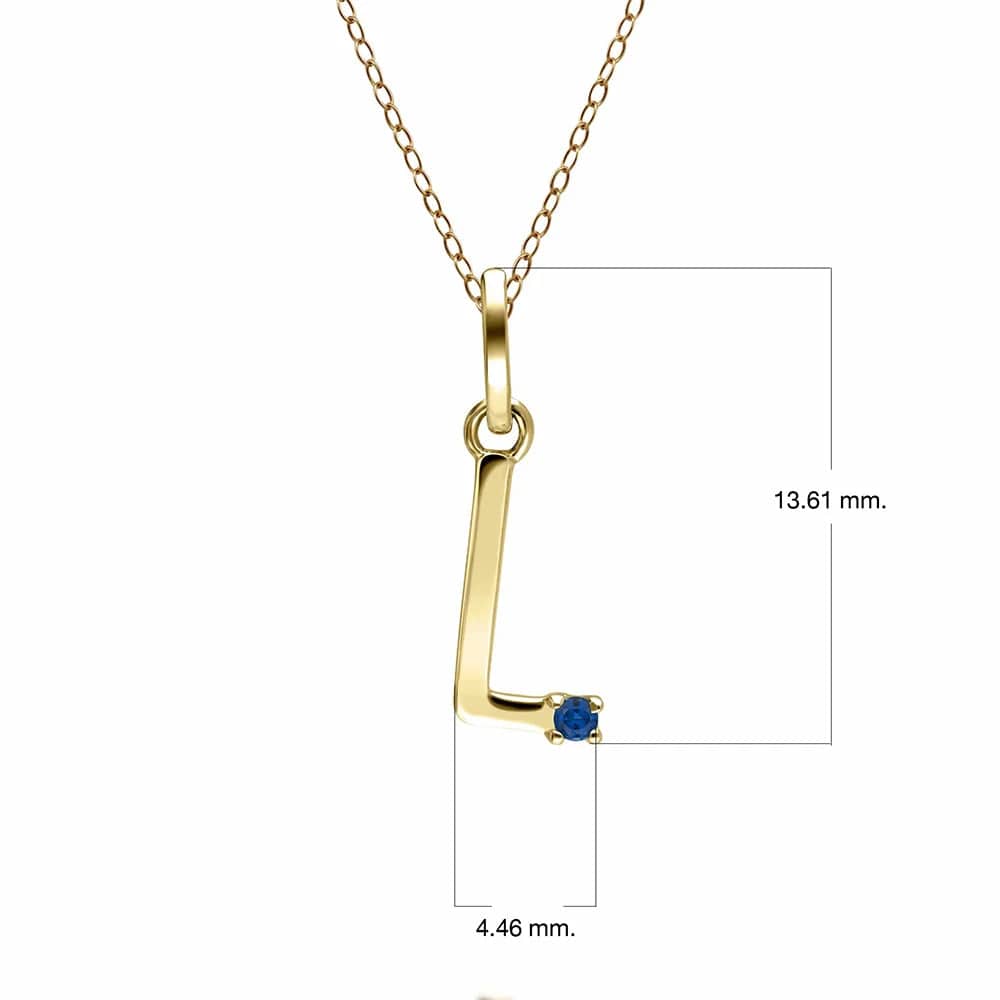 Initial Blue Sapphire Letter Necklace In 9ct Yellow Gold