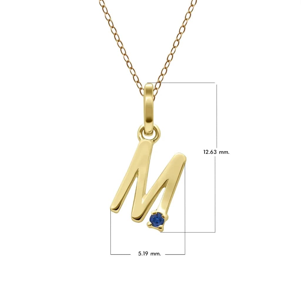 Initial Blue Sapphire Letter Necklace In 9ct Yellow Gold