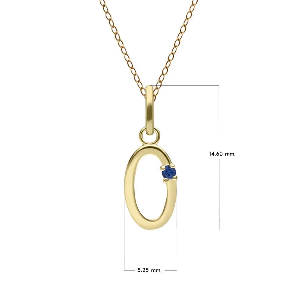 Initial Blue Sapphire Letter Necklace In 9ct Yellow Gold