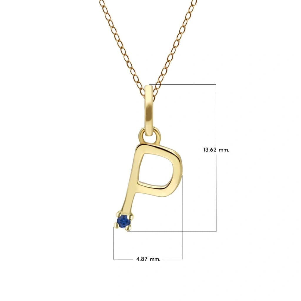 Initial Blue Sapphire Letter Necklace In 9ct Yellow Gold