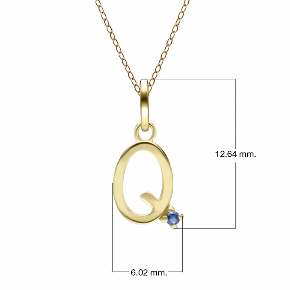 Initial Blue Sapphire Letter Necklace In 9ct Yellow Gold