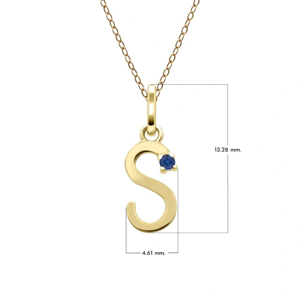 Initial Blue Sapphire Letter Necklace In 9ct Yellow Gold