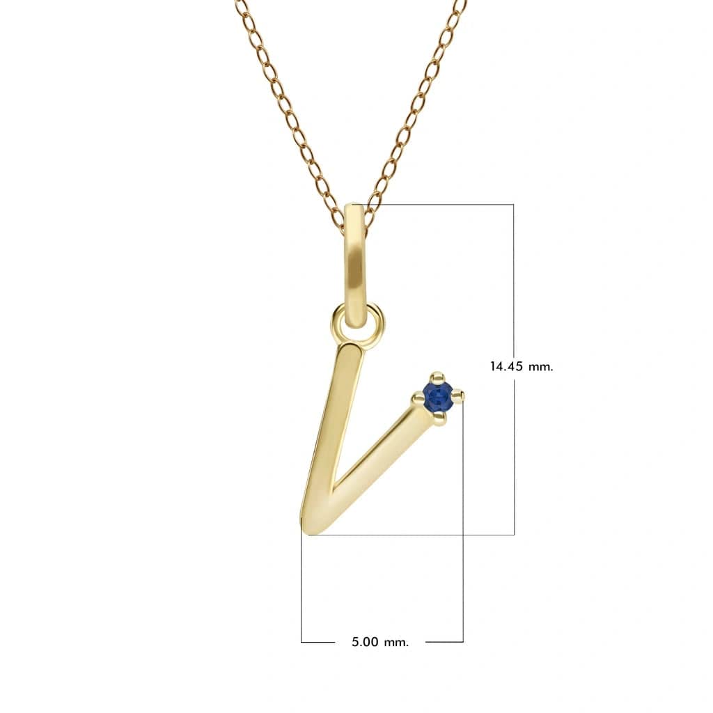 Initial Blue Sapphire Letter Necklace In 9ct Yellow Gold