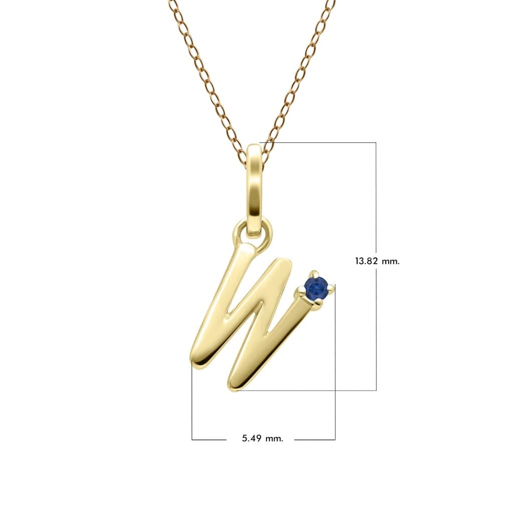 Initial Blue Sapphire Letter Necklace In 9ct Yellow Gold