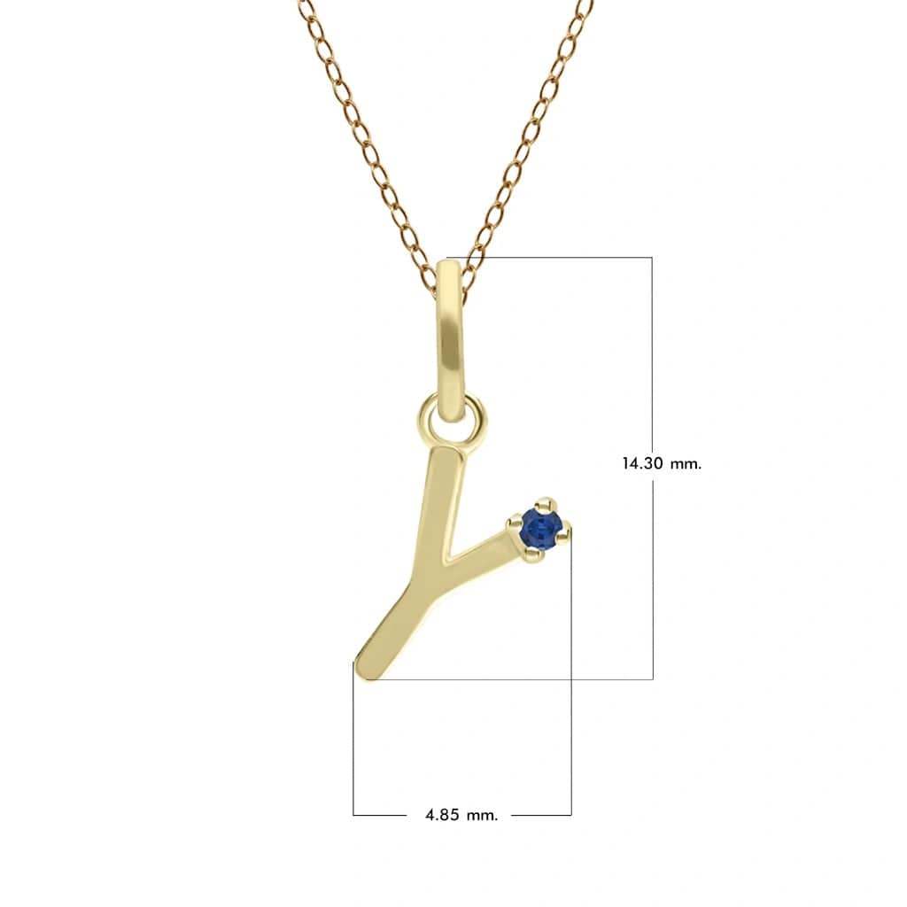 Initial Blue Sapphire Letter Necklace In 9ct Yellow Gold