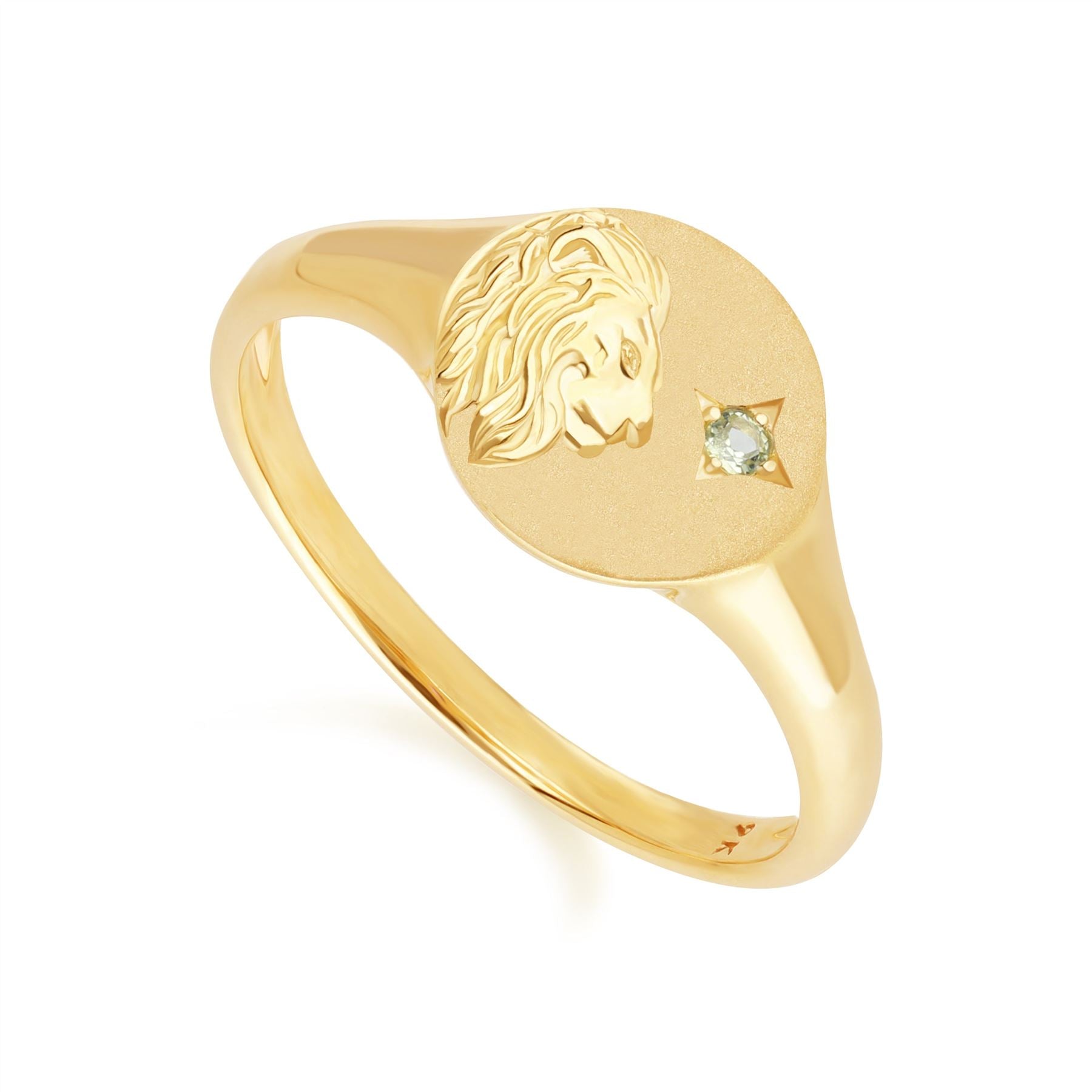 Zodiac Peridot Leo Signet Ring In 9ct Yellow GoldSide 135R2090019