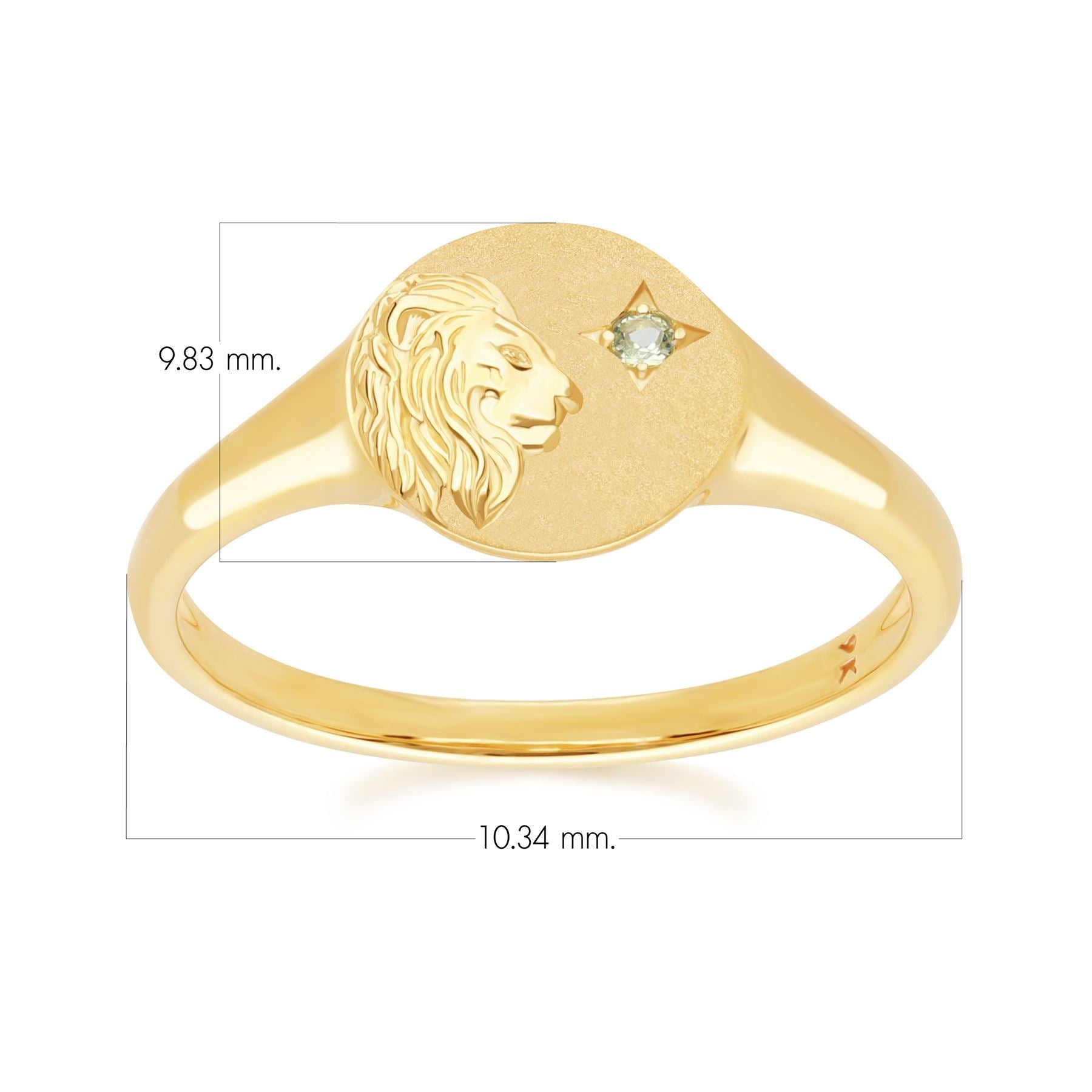 "Zodiac Peridot Leo Signet Ring In 9ct Yellow GoldDimensions 135R2090019