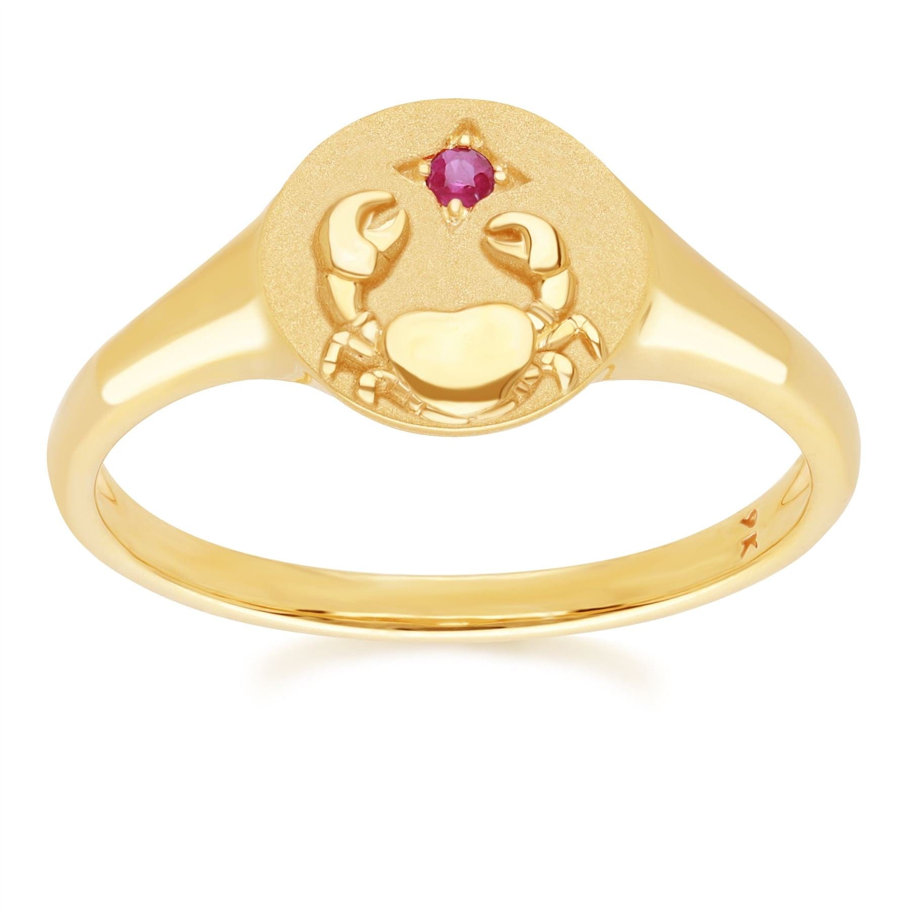 "Zodiac Ruby Cancer Signet Ring In 9ct Yellow GoldFront  135R2085019