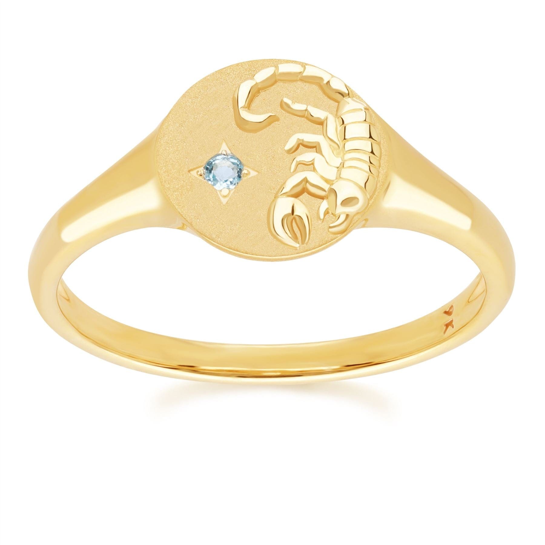 "Zodiac Swiss Blue Topaz Scorpio Signet Ring In 9ct Yellow GoldFront  135R2088019