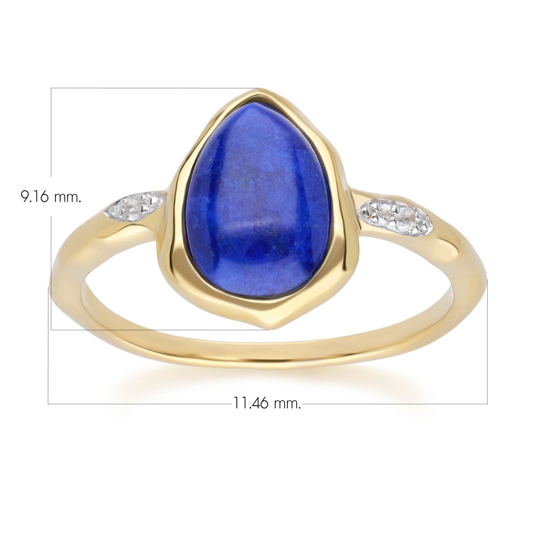 Irregular Lapis Lazuli & Topaz Ring In 18ct Gold Plated SterlIng Silver